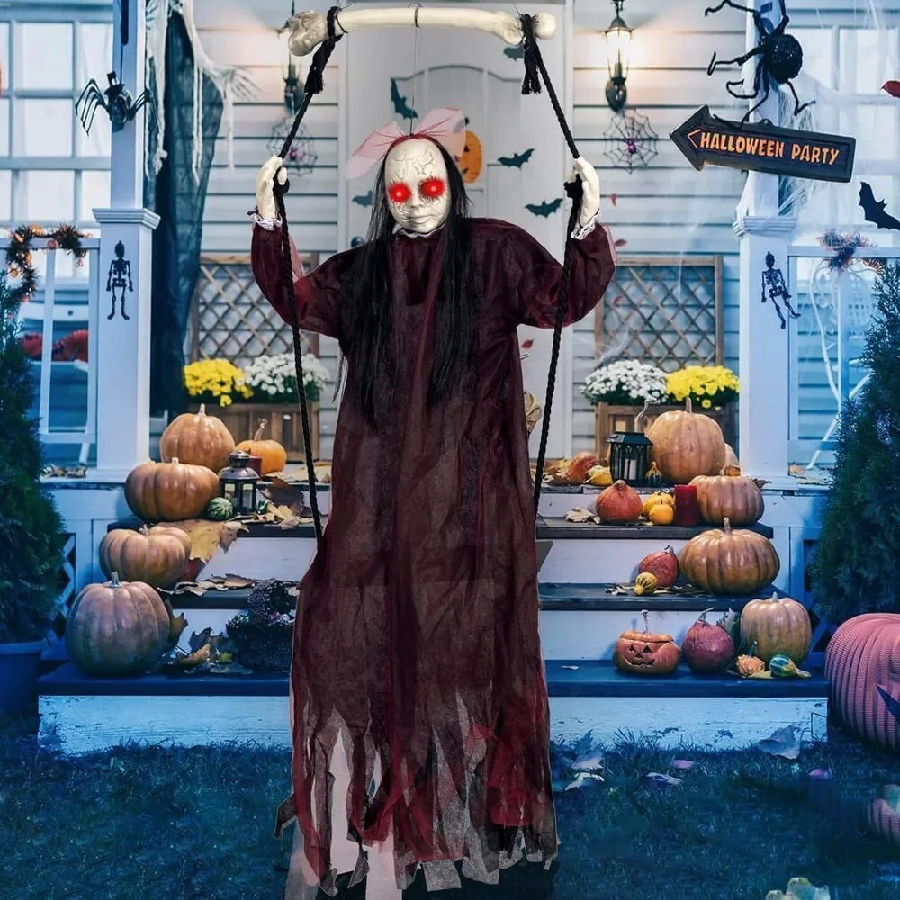 Hanging Swing Ghost with Voice Activated for Outdoor Indoor Yard Garden Décor